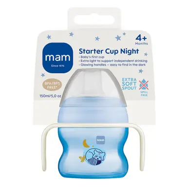MAM Starter Cup & Glow Handles 4+ Months 150ml Blue