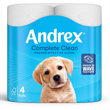 Andrex Complete Clean Toilet Tissue, 2-Ply, 4 Rolls