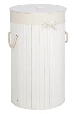 Maison by Premier Round White Bamboo Laundry Hamper