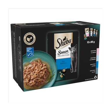 Sheba Sauce Collection Adult Cat Food Pouch Fish Selection 12 x 85g