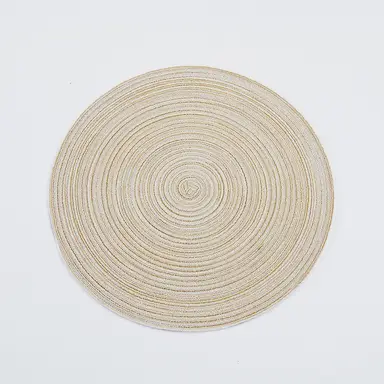 Placemats Woven Cotton Round Grey 4pcs