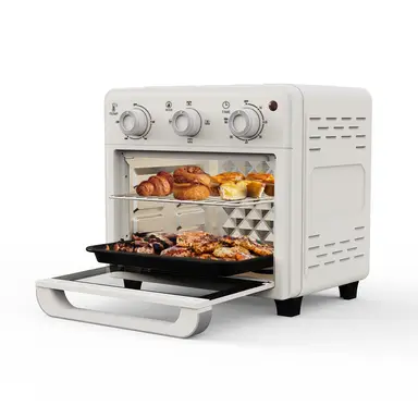 Posida 1000W Air Fryer Oven – 8-in-1 Countertop Electric Oven with Hot Air Circulation, 90–230°F Adjustable Temperature, 60-Min Timer, Internal Lamp, 3 Rack Positions & Tempered Glass Door