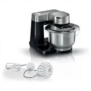 Bosch MUMS2VM00 Serie Küchenmaschine 2-900 W, 7 Geschwindigkeiten + Turbo, Patisserie-Set, 3,8 L Edelstahlschüssel, Schwarz