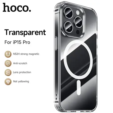 HOCO Magnetic Series Airbag Protective Phone Case - iPhone 15 Pro - Transparent
