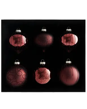WeRChristmas Burgundy Glass Baubles, 6 Pack, 10 cm