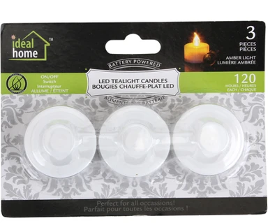 Ideal Home Tealight Candle LED Lights Amber Glow/White 3pcs