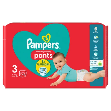 Pampers Baby-Dry Nappy Pants Size 3 44 Pack