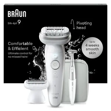 Braun Silk-épil 9 Hair Removal Device, Easy Hair Removal, Long-Lasting Smooth Skin, Model 9-241, White