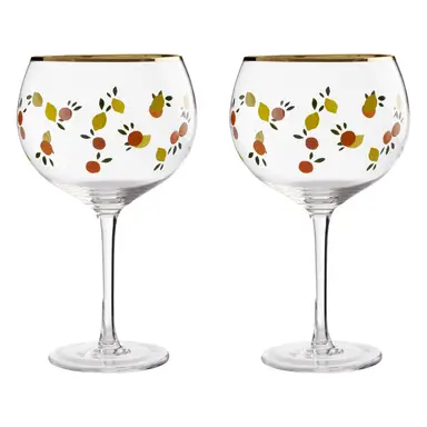 Maison by Premier Set Of 2 Citrus Design Gin Glasses