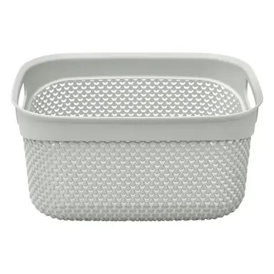 JVL Droplette Design Plastic Storage Basket – 6.6L, Ice Grey