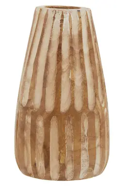 Fifty Five South Vase Arlo Tapered Engraved Wooden Natural Large