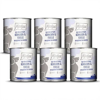 MjAMjAM - DUO van malse kip en forel op gestoomde courgette 800 g x 6