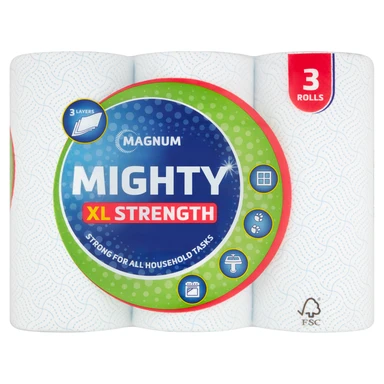 Magnum Mighty XL Strength Kitchen Towel, 3-Ply, 3 Rolls