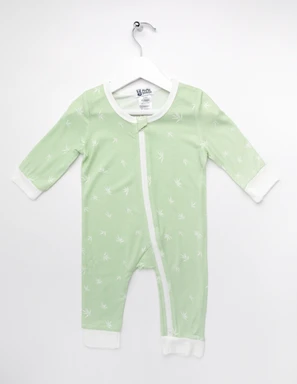 Mama Bamboo Babygrow 3-6 Months Green Bamboo Print