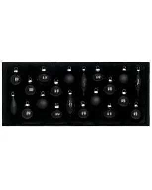 WeRChristmas Black Glass Baubles, 20 Pack
