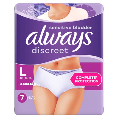 Always Discreet Incontinence Pants Women L 7 Pants