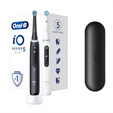 Oral-B iO 5 Pack Duo Lot de 2 brosses à dents électriques - Blanc/Noir
