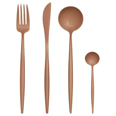 Interiors by Premier 16 Piece Matte Pink Finish Cutlery Set