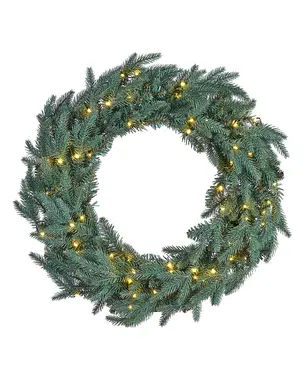 WeRChristmas Pre-Lit Blue Mixed Pine Wreath, 60 cm