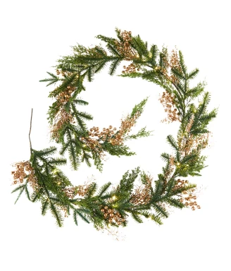 WeRChristmas Pre-Lit Gold Berry Mixed Tip Garland, 9 ft