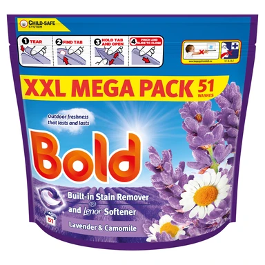 Bold PODS Washing Liquid Laundry Detergent Capsules, Lavender & Camomile, 51 Washes