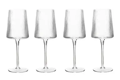 Maison by Premier Set of Four Ribbed Wine Glasses