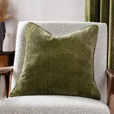Yard Cushion Heavy Chenille Square Olive 50x50cm