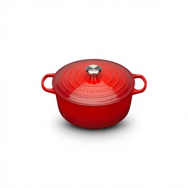 Le Creuset Signature Serie Runder Bräter aus Gusseisen mit Deckel - 22cm - 3.3L - Geeignet für alle Herdarten - Burgunderrot