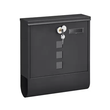 Mail Box, Wall-Mounted Post Box with Lock with Rotating Lid, 30.8x10x33.8cm, Black