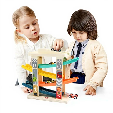 Topbright Jouet Rampe Voiture en Bois pour 1-2 Ans Set