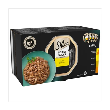 Sheba Select Slices Adult Cat Food Tray Poultry Selection in Gravy 8 x 85g