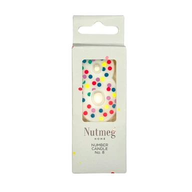 Nutmeg Cake Candle Spots Number 8 Multicolour