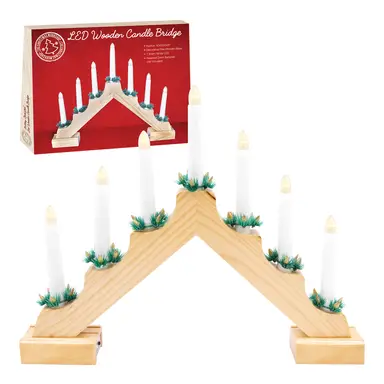 Christmas Workshop B/O LED Wooden Candle Bridge- Pine