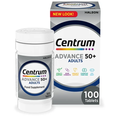 Centrum Advance 50 Plus Multivitamin Daily Wellness Support Tablets - 100 Tablets
