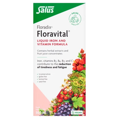 Floradix Floravital Energy Support Liquid Iron & Vitamin Formula - 500ml