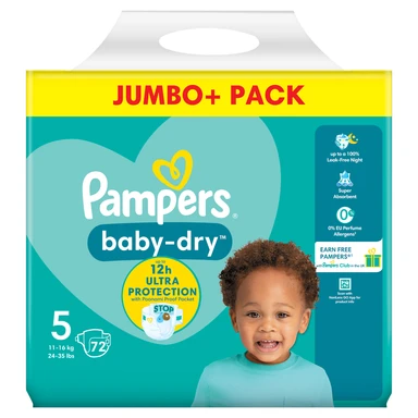 Pampers Baby-Dry Nappies Size 5 72 Pack Jumbo+ Pack