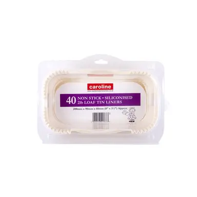 Caroline 2lb Loaf Tin Liner, 190 x 90mm, 65mm deep, pack of 40