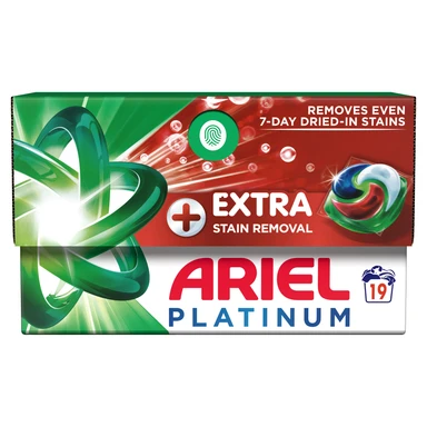 Ariel Platinum PODS, Washing Liquid Laundry Detergent Capsules, Extra Stain Removal, 19 Washes