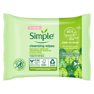 Simple Kind to Skin Facial Cleansing Wipes, 7 Count