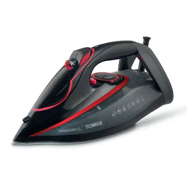 Tower Steam Iron with Ceraglide XL Ceramic Soleplate 3100W Red and Black T22032RED