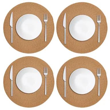 Placemats Woven Round Gold 4pcs