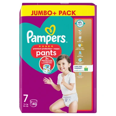 Pampers Premium Protection Nappy Pants Size 7 40 Pack Jumbo+ Pack