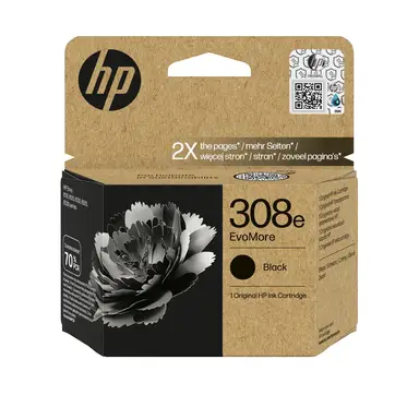 HP 308e EvoMore Black Original Ink Cartridge, compatible with HP Envy 6120e printer
