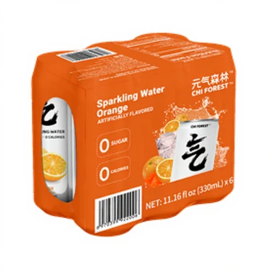 Genki Forest Eau gazeuse aromatisée à la mandarine Lot de 6 canettes de 330ml【Vendu uniquement en France, Belgique, Luxembourg】
