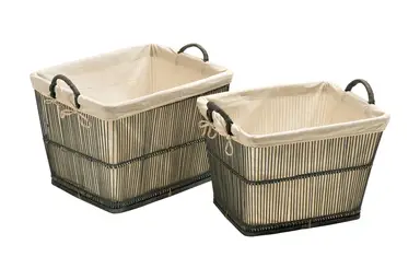 Interiors by Premier Rattan/Bamboo Grey Washed Set Of 2 Storage Baskets