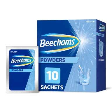 Beechams Cold and Flu Powders with Aspirin and Caffeine - 10 Sachets
