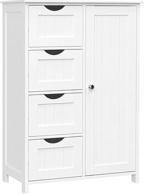 VASAGLE Dressoir Badkamerkast, Woonkamerkast van Hout Zijkast met 4 Lades LHC41W