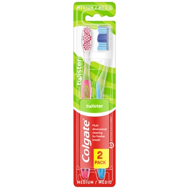 Colgate Twister Fresh Medium Manual Toothbrush 2 Pack