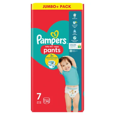 Pampers Baby-Dry Nappy Pants Size 7 50 Pack Jumbo+ Pack