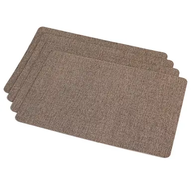 White Label Placemats Heat Resistant Rectangle Brown 4pcs